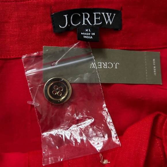 🔥NEW J. Crew Vintage Red Claudia Mini Dress in linen NWT Holidays Gold Buttons - Picture 9 of 11